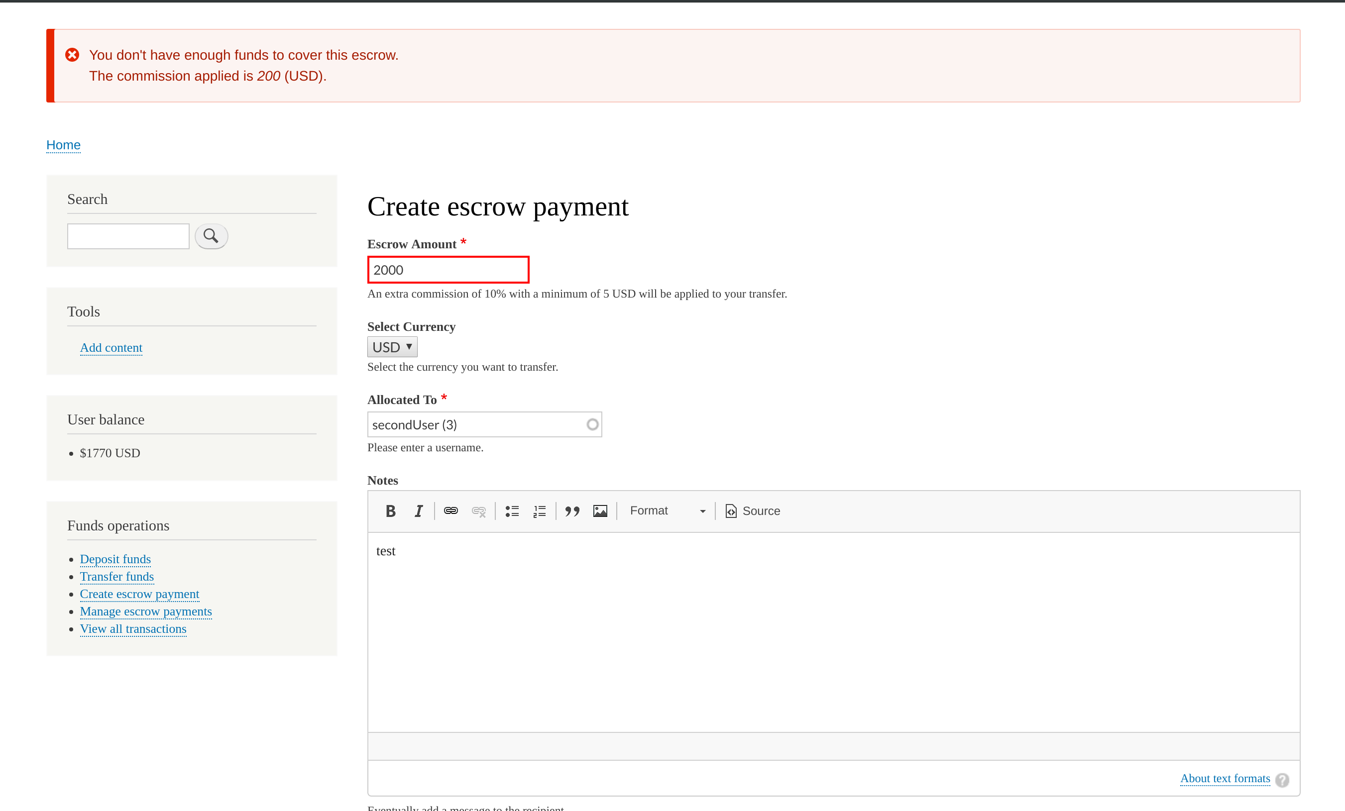 Example of form validation.